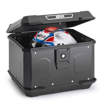 Βαλίτσα 44 λίτρα ALP44B αλουμίνιο μαύρη monolock με πιάστρα + κιτ τοποθέτησης GIVI