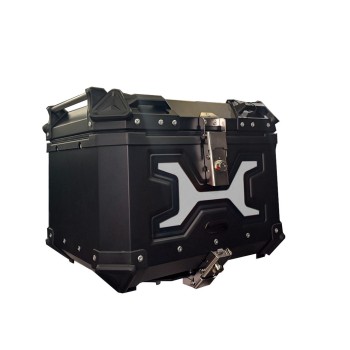 Βαλίτσα Motocentric MC-45 001 45lt τετράγωνο Μαύρο αλουμινίου με Άσπρο κρύσταλλο και Επένδυση