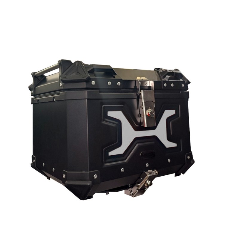 Βαλίτσα Motocentric MC-45 001 45lt τετράγωνο Μαύρο αλουμινίου με Άσπρο κρύσταλλο και Επένδυση