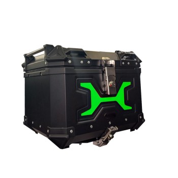 Βαλίτσα Motocentric MC-45 001 45lt τετράγωνο Μαύρο αλουμινίου με πράσινο κρύσταλλο και Επένδυση