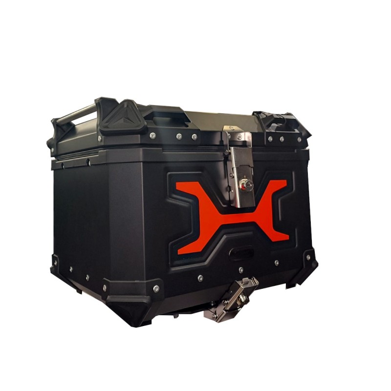 Βαλίτσα Motocentric MC-45 001 45lt τετράγωνο Μαύρο αλουμινίου με κόκκινο φως και Επένδυση