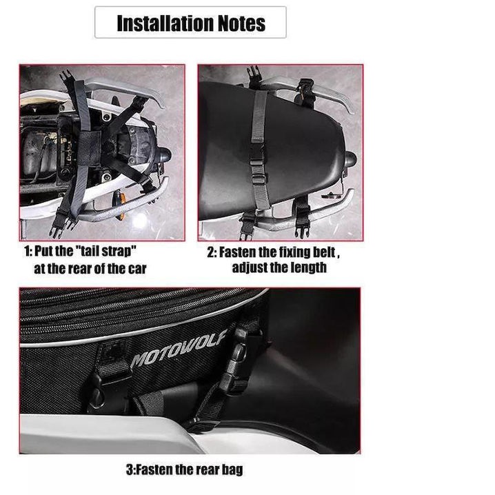 Σάκος Ουράς Μοτοσυκλέτας Motowolf - Μαύρο