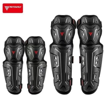 Motowolf Προστατευτικές Επιγονατίδες & Επιαγκωνίδες Αναβάτη Μηχανής Σετ 4τμχ Μαύρες