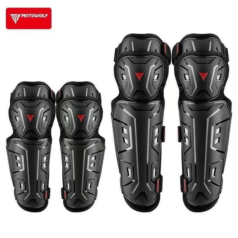 Motowolf Προστατευτικές Επιγονατίδες & Επιαγκωνίδες Αναβάτη Μηχανής Σετ 4τμχ Μαύρες