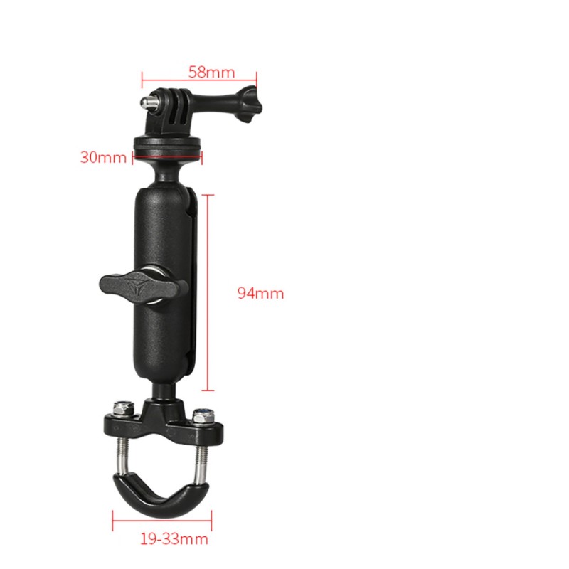 Motowolf Βάση Αλουμινίου για Action Camera/GoPro για Βάση Καθρέπτη Μοτοσυκλέτας 360 Μοιρών