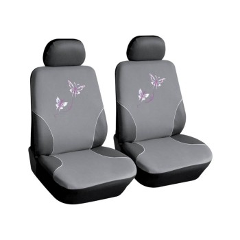 ΚΑΛΥΜΜΑΤΑ ΚΑΘΙΣΜΑΤΩΝ BUTTERFLY ΓΚΡΙ ΜΕ ΡΟΖ ΠΕΤΑΛΟΥΔΕΣ 2ΤΕΜ.