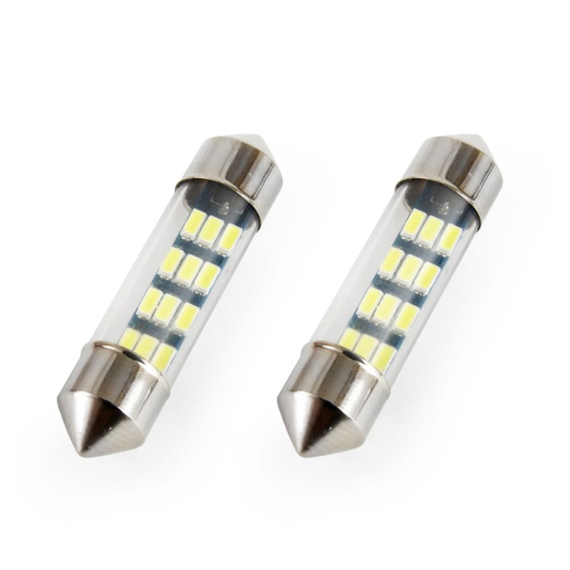 ΛΑΜΠΑΚΙΑ ΠΛΑΦΟΝΙΕΡΑΣ STANDARD FESTOON C5W 36mm - 12V - 0,5W - 5600K - 12LED (ΛΕΥΚΟ/ΨΥΧΡΟ) AMiO - 2 ΤΕΜ.