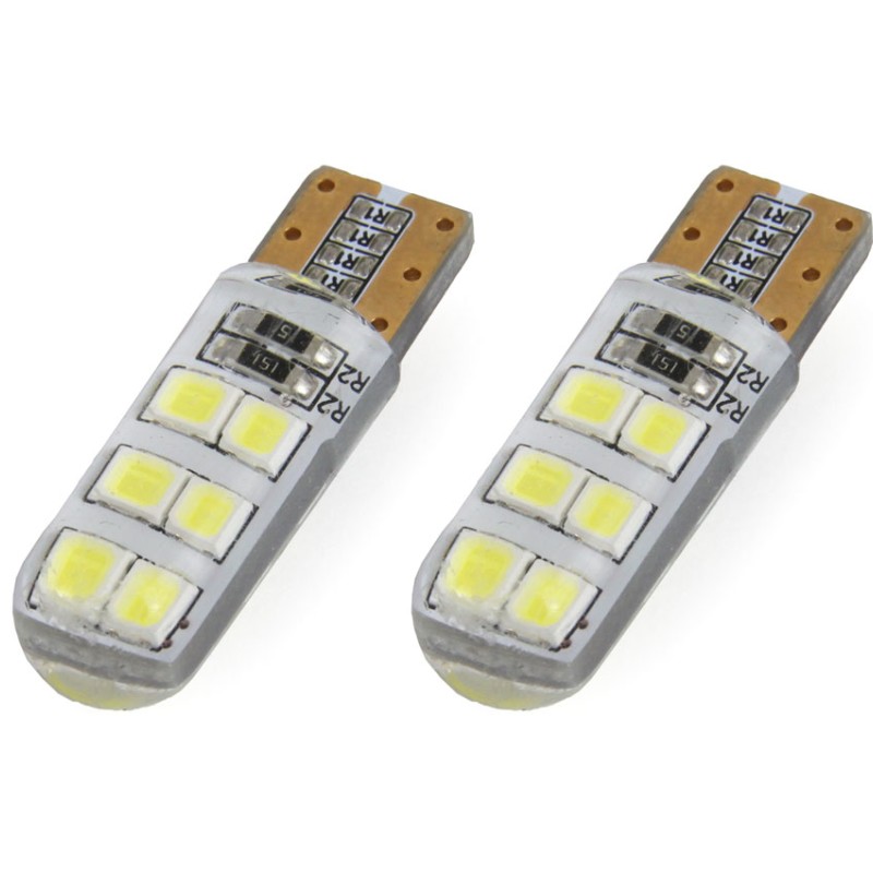 T10 ΛΑΜΠΑΚΙ STANDARD LED SILCA 12V - 1,5W - 5600K - 12LED (ΛΕΥΚΟ/ΨΥΧΡΟ) AMiO - 2 ΤΕΜ.