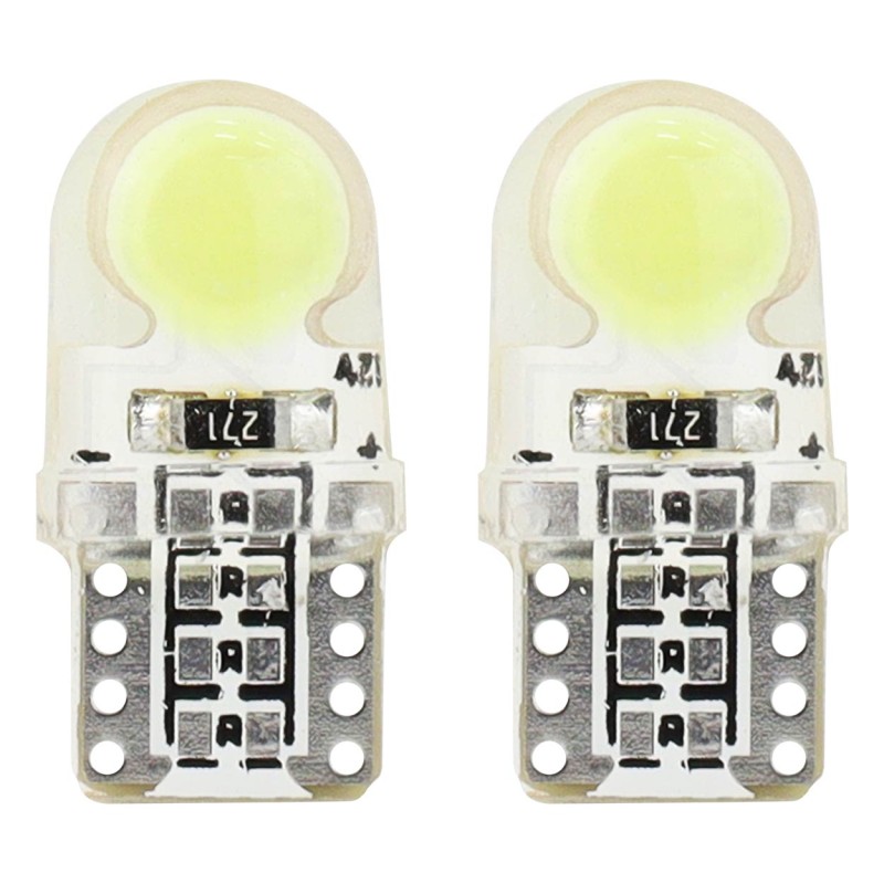T10 W5W 12V W2,1x9,5d ΛΕΥΚΟ 5.600K 1xCOB LED ΣΙΛΙΚΟΝΗΣ(ΚΑΡΦΩΤΟ) 2ΤΕΜ.