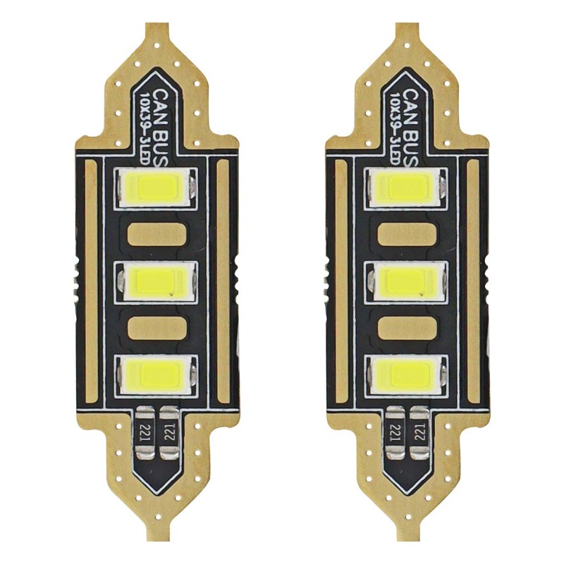 ΛΑΜΠΑΚΙΑ ΠΛΑΦΟΝΙΕΡΑΣ 39mm 12V 5.600K 3xSMD 5730 LED AMIO - 2 ΤΕΜ.