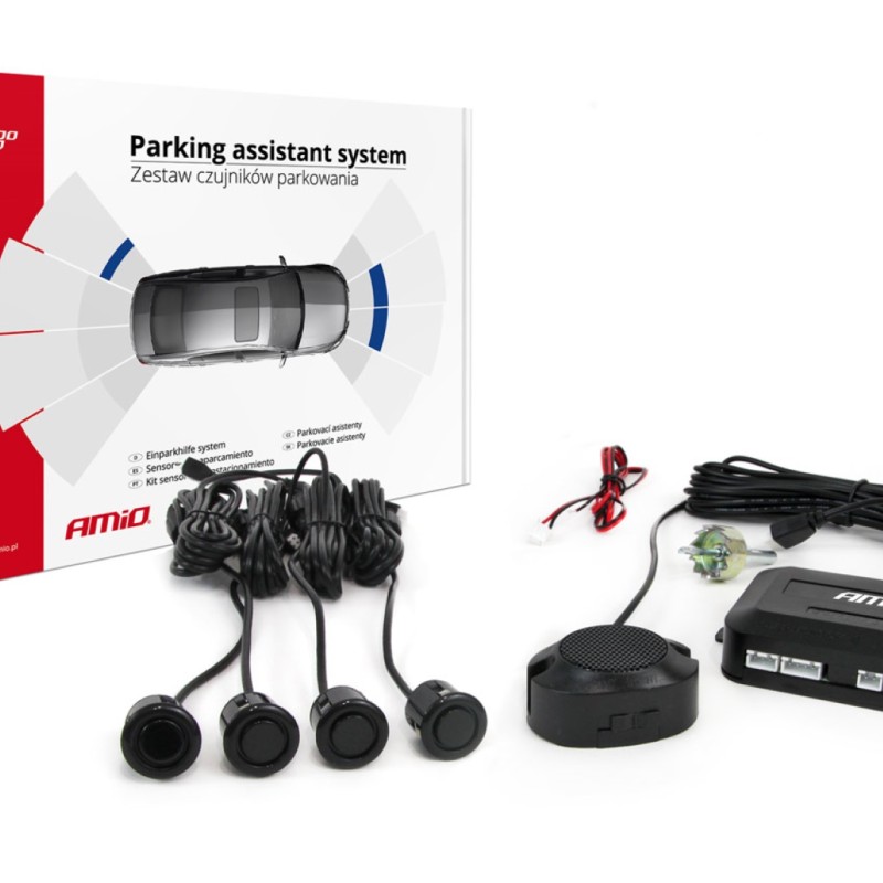 ΣΥΣΤΗΜΑ ΠΑΡΚΑΡΙΣΜΑΤΟΣ 12V ΜΕ 4 ΔΙΑΙΡΟΥΜΕΝΟΥΣ ΑΙΣΘΗΤΗΡΕΣ GOLD (ΜΑΥΡΟ) 18mm ΚΑΙ BUZZER (ΜΟΝΟ ΗΧΟΣ) ΑΜΙΟ - 1 ΤΕΜ.