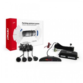 ΣΥΣΤΗΜΑ ΠΑΡΚΑΡΙΣΜΑΤΟΣ 12V ΜΕ 4 ΔΙΑΙΡΟΥΜΕΝΟΥΣ ΑΙΣΘΗΤΗΡΕΣ ΤΥΠΟΥ GOLD (ΜΑΥΡΟ) 18mm ΚΑΙ ΟΘΟΝΗ AMIO- 1 ΤΕΜ.