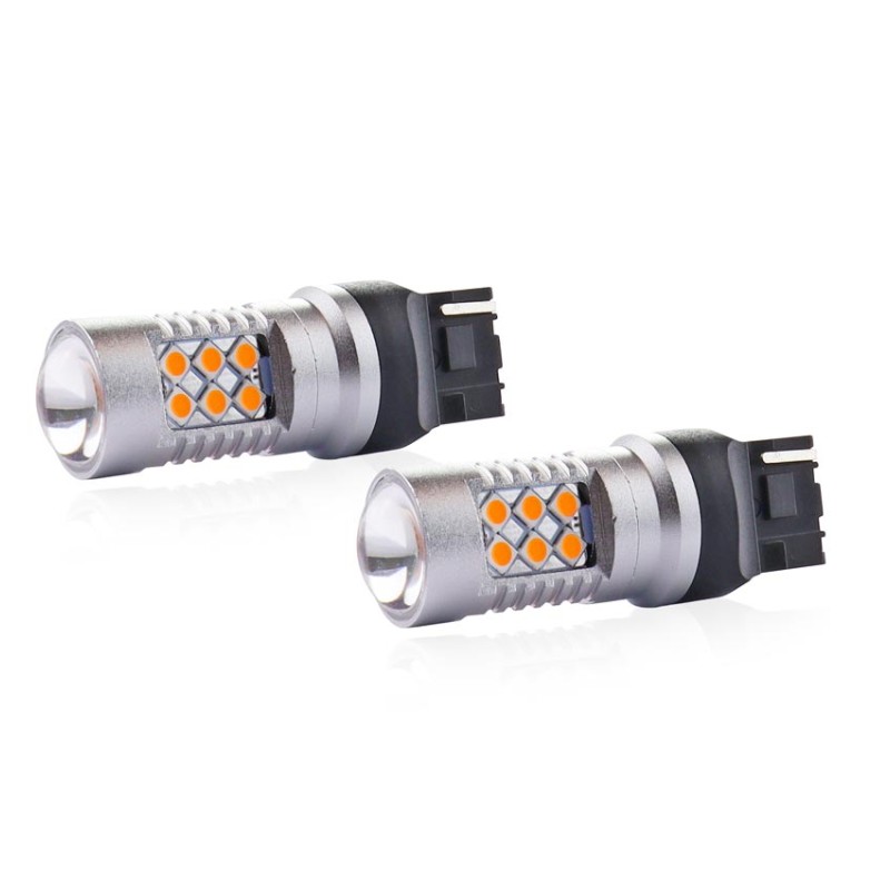 WY21W T20 12/24V 6,2W 800lm LED 24xSMD3030 CAN-BUS ΚΙΤΡΙΝΟ 18x56mm 2ΤΕΜ.