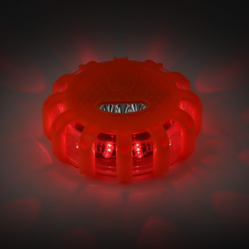 ΦΩΣ ΠΡΟΕΙΔΟΠΟΙΗΤΙΚΟ ΣΤΡΟΓΓΥΛΟ LED ΜΠΑΤΑΡΙΑΣ 12SMD+3SMD ΜΕ ΦΑΚΟ