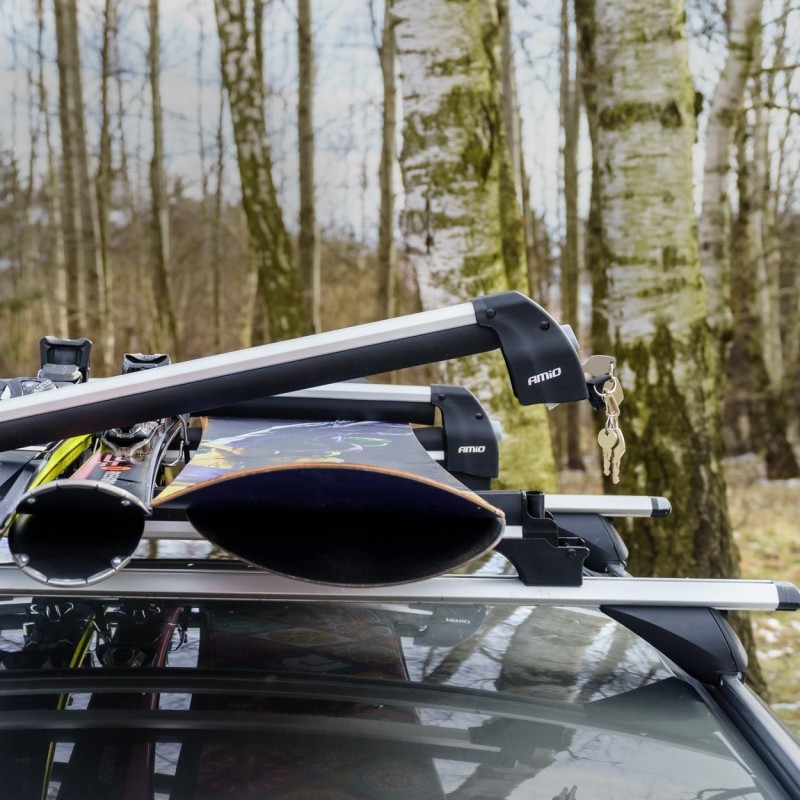 Amio – Μπάρες Μεταφοράς Σκι & Snowboard Αλουμινίου για 4 Ζευγάρια Σκι / 2 Snowboards με Κλειδαριά – Universal - 1 τεμ. (02591/AM)