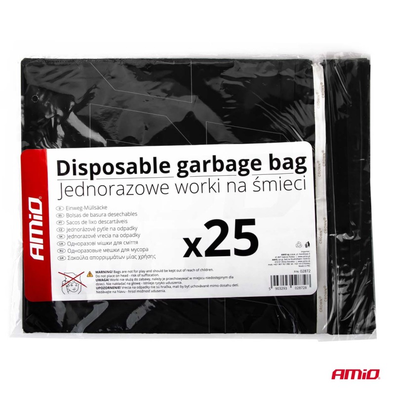 ΣΑΚΟΥΛΕΣ ΑΠΟΡΡΙΜΑΤΩΝ ΟΧΗΜΑΤΟΣ (ΥΛΙΚΟ: PE ΠΛΑΣΤΙΚΟ)  ΜΑΥΡΟ ΧΡΩΜΑ  AMIO - 25 τεμ.
