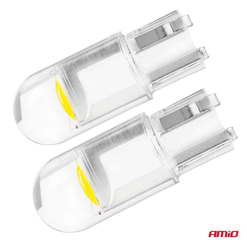 T10 W5W 12V COB LED ΛΕΥΚΟ ΧΡΩΜΑ CLEAR WHITE 100ΤΕΜ. AMIO