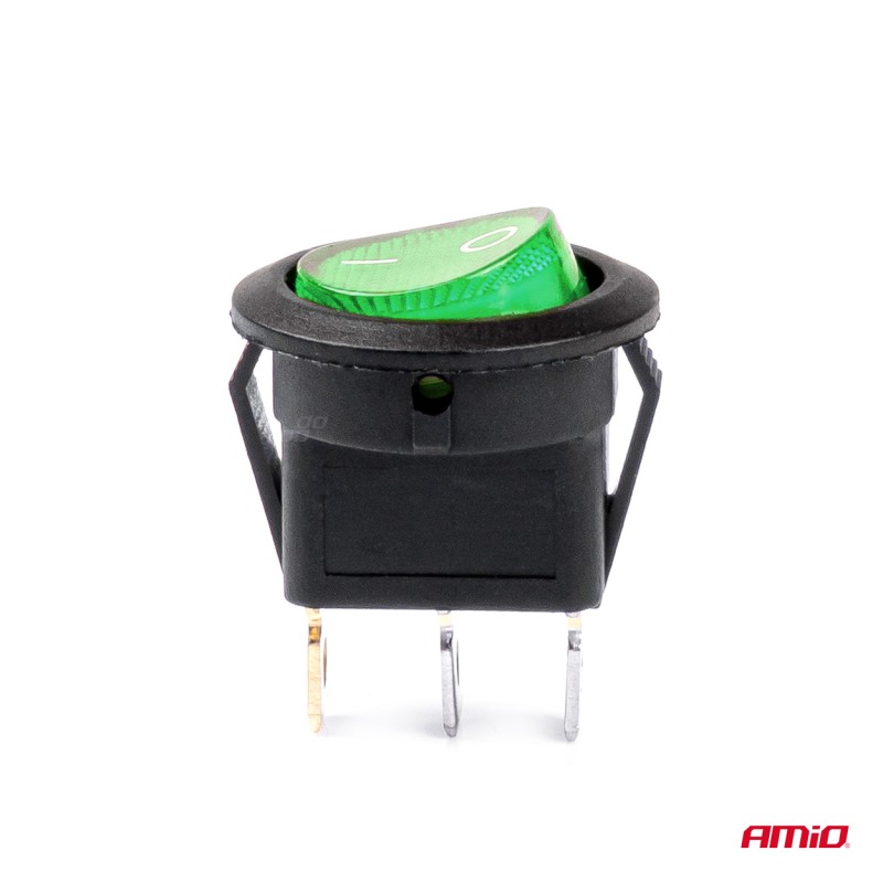 ΔΙΑΚΟΠΤΗΣ ON/OFF 3 ΕΠΑΦΩΝ 12/24V ΣΤΡΟΓΓΥΛΟΣ ΠΡΑΣΙΝΟΣ ΦΩΤΙΣΜΟΣ ΑΜΙΟ - 1 ΤΕΜ.