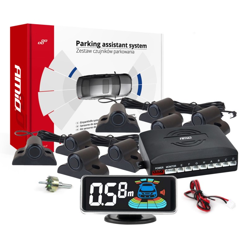 ΣΥΣΤΗΜΑ ΠΑΡΚΑΡΙΣΜΑΤΟΣ TRUCK/ΦΟΡΤΗΓΟΥ 12V ΜΕ 8 ΑΙΣΘΗΤΗΡΕΣ ΣΕ ΜΑΥΡΟ ΧΡΩΜΑ 19 mm ΚΑΙ ΟΘΟΝΗ ΨΗΦΙΑΚΗ 3D LED AMIO - 1 ΤΕΜ.