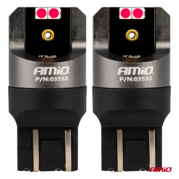 ΛΑΜΠΑΚΙΑ W21/5W 7443 12/24V 6.000K 4xSMD LED CAN-BUS ΚΟΚΚΙΝΟ PRO SERIES AMIO - 2 Τεμ.