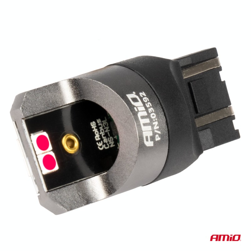 ΛΑΜΠΑΚΙΑ W21/5W 7443 12/24V 6.000K 4xSMD LED CAN-BUS ΚΟΚΚΙΝΟ PRO SERIES AMIO - 2 Τεμ.