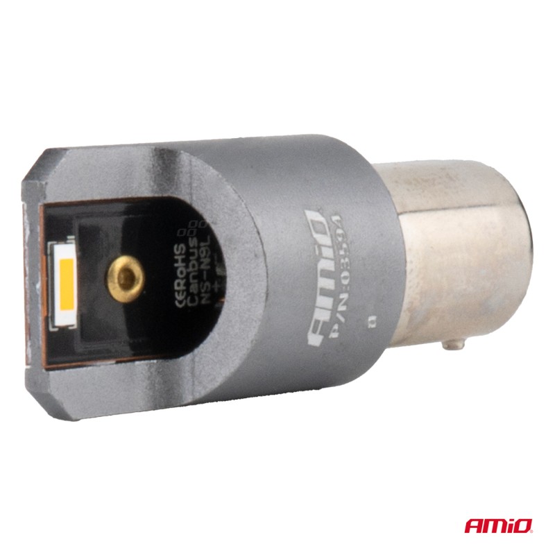 ΛΑΜΠΑΚΙΑ PY21W BAU15s 12/24V 6.000K 2xSMD LED FULL CAN-BUS ΠΟΡΤΟΚΑΛΙ PRO SERIES AMIO - 2 Τεμ.