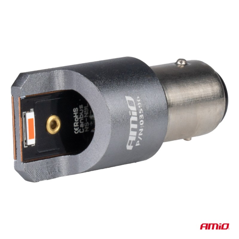 ΛΑΜΠΑΚΙΑ P21/5W BAY15d 12/24V 6.000K 2xSMD LED FULL CAN-BUS ΚΟΚΚΙΝΟ PRO SERIES AMIO - 2 Τεμ.