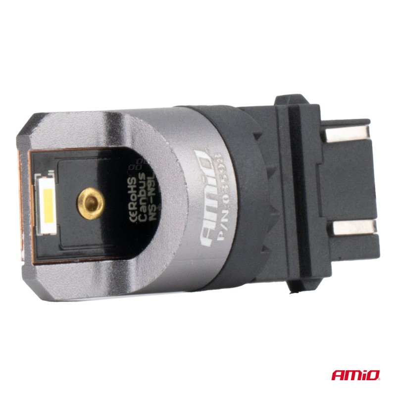 ΛΑΜΠΑΚΙΑ P27/7W 3157 12/24V 6.000K 2xSMD LED FULL CAN-BUS ΛΕΥΚΟ PRO SERIES AMIO - 2 Τεμ.