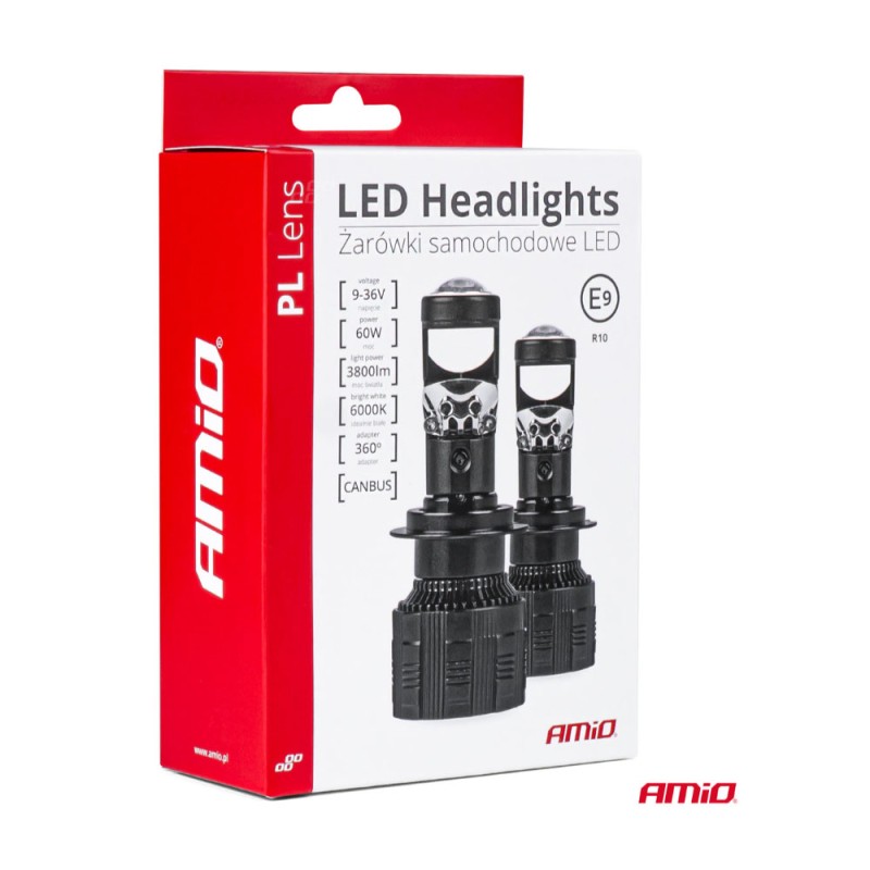 ΛΑΜΠΕΣ H7 PL-LENS SERIES 9>36V 60W 5.000K 3.800lm LED 2x4575 SMD CAN-BUS ΜΕ ΠΡΟΤΖΕΚΤΟΡΑ AMIO - 2 Τεμ.