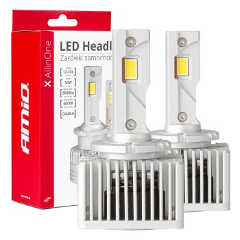 ΛΑΜΠΕΣ LED D3S/D5R/D8S 12/24V 6000K 9.000lm 50W X ALL IN ONE SERIES CAN-BUS (ΜΕ ΑΝΕΜΙΣΤΗΡΑΚΙ) AMIO - 2 ΤΕΜ.