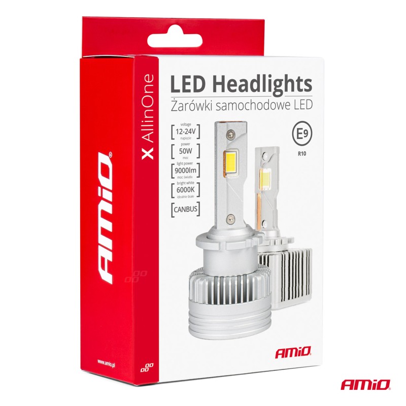 ΛΑΜΠΕΣ LED D2S/D2R/D4S/D4R 12/24V 6000K 9.000lm 50W X ALL IN ONE SERIES CAN-BUS (ΜΕ ΑΝΕΜΙΣΤΗΡΑΚΙ) AMIO - 2 ΤΕΜ.