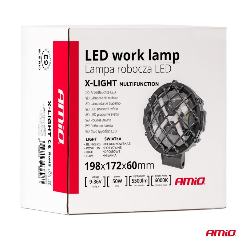 ΠΡΟΒΟΛΕΑΣ ΕΡΓΑΣΙΑΣ ΣΤΡΟΓΓΥΛΟΣ X-LIGHT 5.500lm 9>36V 60W 6.000K 9 led Φ170x170x65mm 4 ΧΡΗΣΕΩΝ ΑΜΙΟ - 1 ΤΕΜ.
