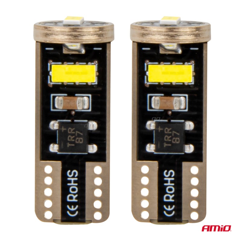 ΛΑΜΠΑΚΙΑ LED T10e W5W 12/24V 3x2055 SMD LED CAN-BUS ΛΕΥΚΟ AMIO - 2 ΤΕΜ.