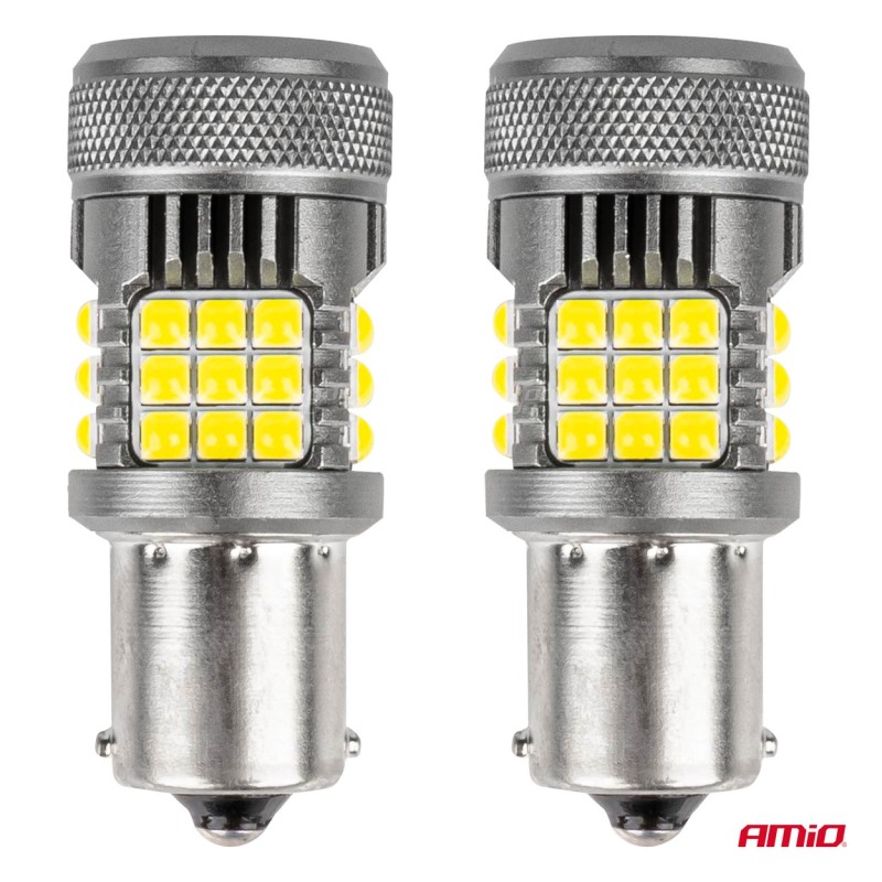 P21W BA15S 12/24V 6.000K 36x3030 SMD LED CAN-BUS ΛΕΥΚΟ PRO SERIES 2ΤΕΜ. AMIO