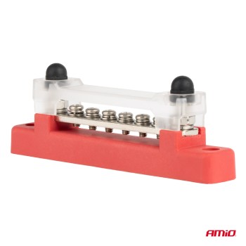 ΜΠΑΡΑ ΚΑΛΩΔΙΩΝ / ΤΕΡΜΑΤΙΚΟ 6 ΘΕΣΕΩΝ max 48V​ ΚΟΚΚΙΝΟ AMIO - 1 Τεμ.
