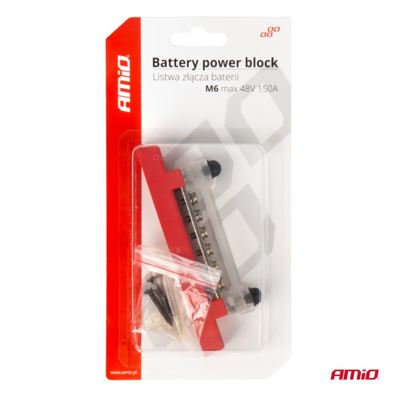 ΜΠΑΡΑ ΚΑΛΩΔΙΩΝ / ΤΕΡΜΑΤΙΚΟ 6 ΘΕΣΕΩΝ max 48V​ ΚΟΚΚΙΝΟ AMIO - 1 Τεμ.