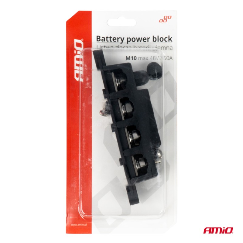 ΜΠΑΡΑ ΚΑΛΩΔΙΩΝ / ΤΕΡΜΑΤΙΚΟ 4 ΘΕΣΕΩΝ M10 max 48V  AMIO - 1 Τεμ.