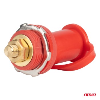 ΠΟΛΟΣ ΜΠΑΤΑΡΙΑΣ ΘΕΤΙΚΟΣ 3/8'' M10 max.48V 250A ΣΕ ΚΟΚΚΙΝΟ ΧΡΩΜΑ ΜΕ ΚΑΠΑΚΙ AMIO - 1 Τεμ.