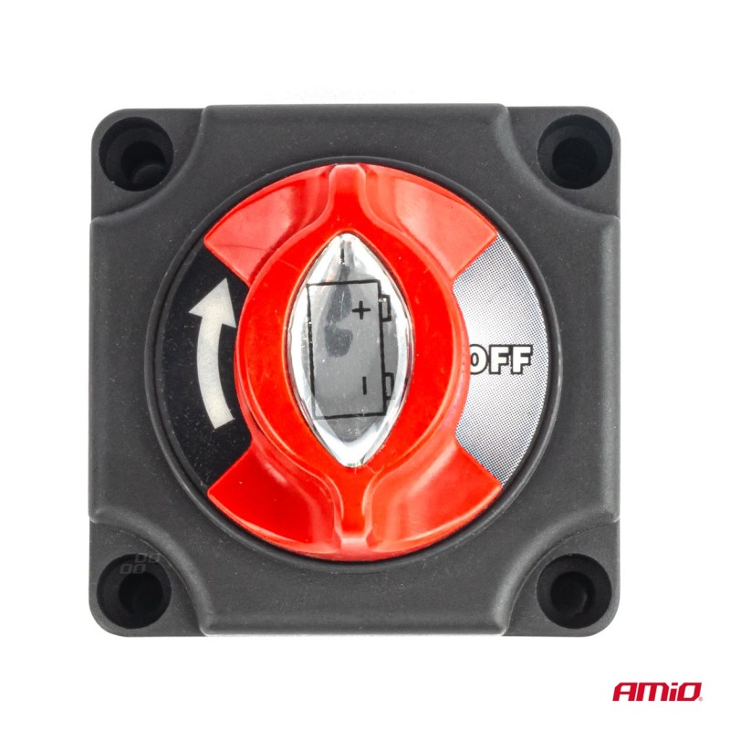 ΔΙΑΚΟΠΤΗΣ POWER-OFF ΜΠΑΤΑΡΙΑΣ ΣΕ ΒΑΣΗ 12-48V 300A  ΜΑΥΡΟ/ΚΟΚΚΙΝΟ AMIO - 1 Τεμ.