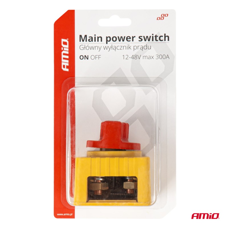 ΔΙΑΚΟΠΤΗΣ POWER-OFF ΜΠΑΤΑΡΙΑΣ ΣΕ ΒΑΣΗ 12-48V 300A  ΜΑΥΡΟ/ΧΡΥΣΟ AMIO - 1 Τεμ.