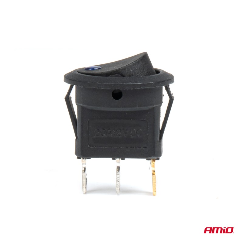 ΔΙΑΚΟΠΤΗΣ 12V ON/OFF ΣΤΡΟΓΓΥΛΟΣ ΜΕ 3 ΕΠΑΦΕΣ ΜΠΛΕ LED  AMIO - 1 τεμ.