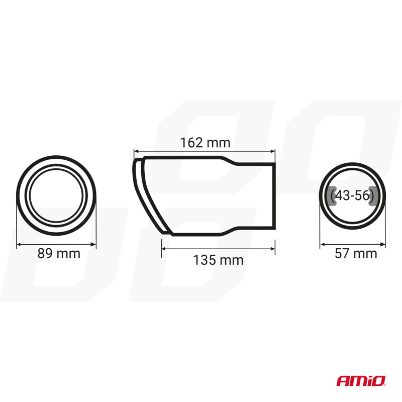 ΑΚΡΟ (ΜΠΟΥΚΑ) ΕΞΑΤΜΙΣΗΣ MT-028C AKR ΧΡΩΜΙΟ/CARBON Φ43>56 155x89mm AMIO - 1 ΤΕΜ.