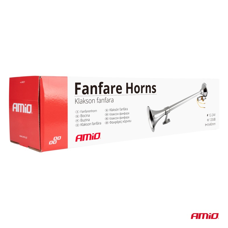 ΚΟΡΝΑ ΠΝΕΥΜΑΤΙΚΗ ΜΟΝΗ 12/24V 150dB ΜΗΚΟΣ:64 cm  ΧΡΩΜΙΟ ΑΜΙΟ - 1 ΤΕΜ.