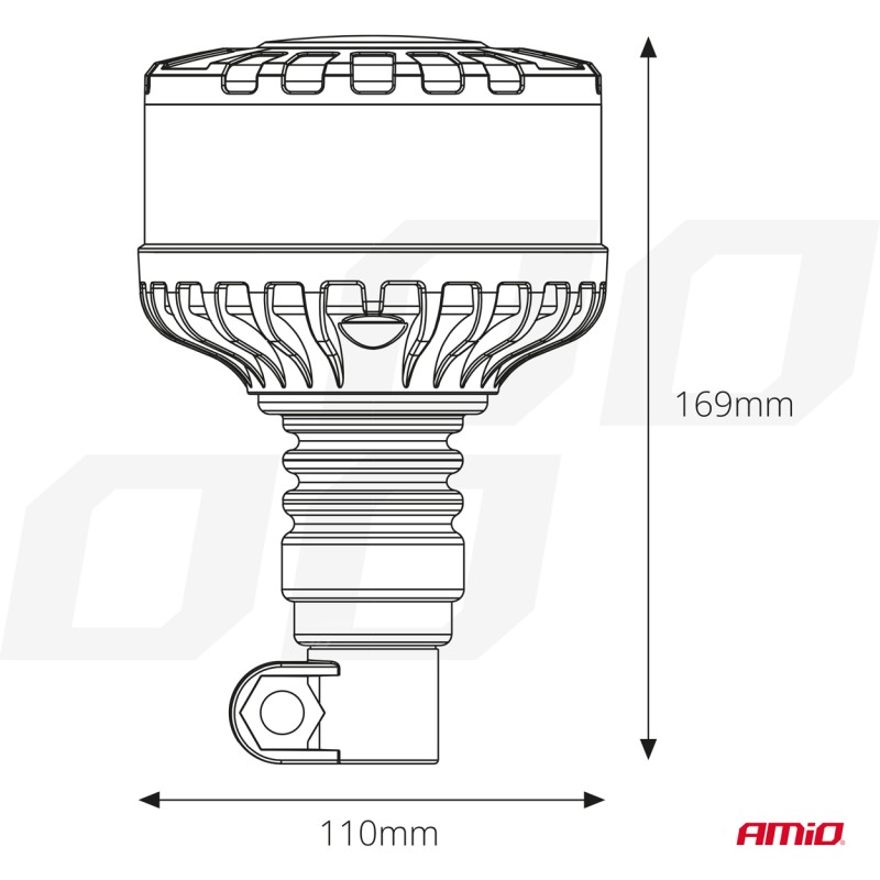 ΦΑΡΟΣ HEAVY DUTY W28P 12/24V 16LED ΕΛΑΣΤΙΚΟΣ ΒΙΔΩΤΟΣ ΠΟΡΤΟΚΑΛΙ Υ169mm Φ110mm AMIO - 1 τεμ.