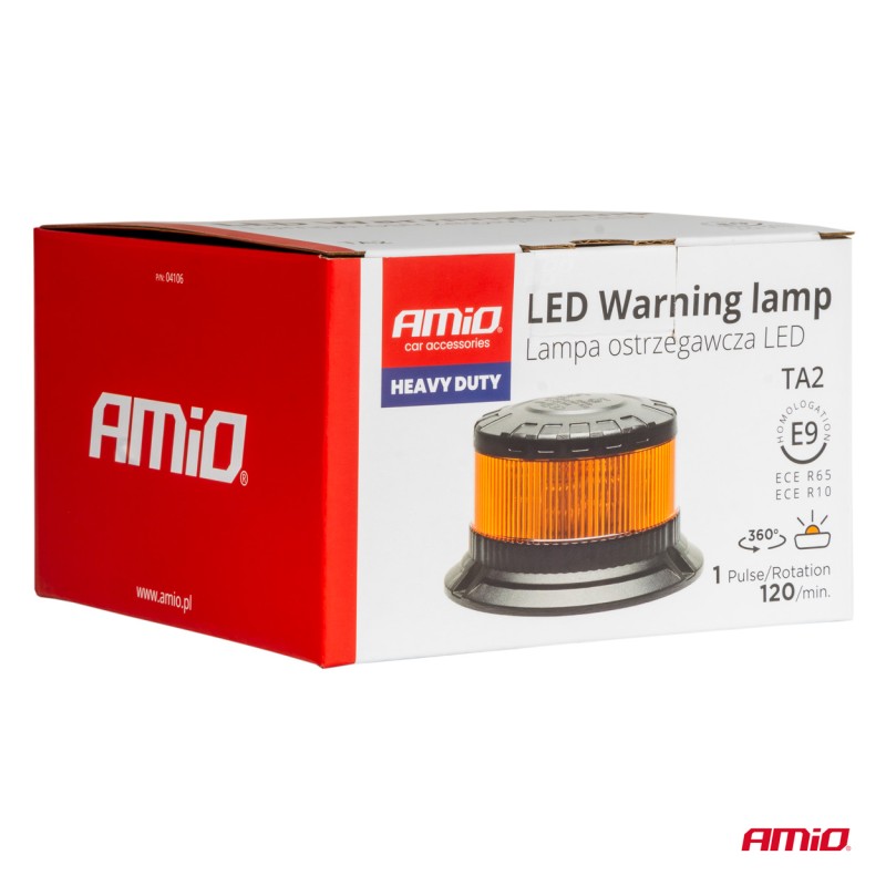 ΦΑΡΟΣ HEAVY DUTY W28M 12/24V ΠΟΡΤΟΚΑΛΙ 16LED ΜΑΓΝΗΤΙΚΟΣ/ΒΙΔΩΤΟΣ ΜΕ ΦΙΣ ΑΝΑΠΤΗΡΑ Υ89mm Φ110mm AMIO - 1 τεμ.