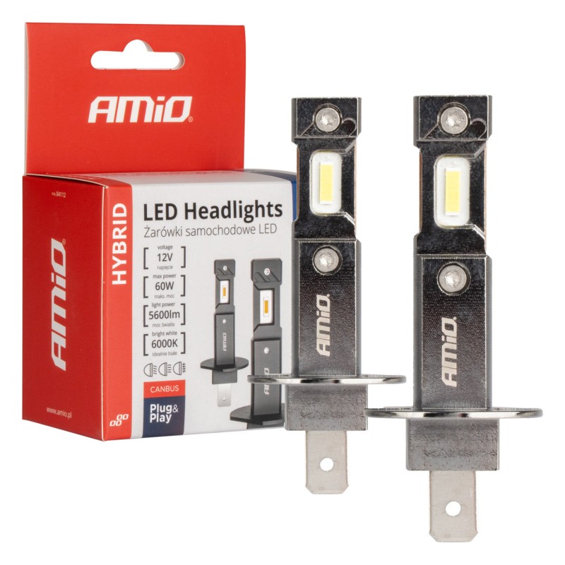ΛΑΜΠΕΣ LED H1 12V 60W 6.000K 5.600lm +400% CAN-BUS HYBRID SERIES AMIO - 2 τεμ.
