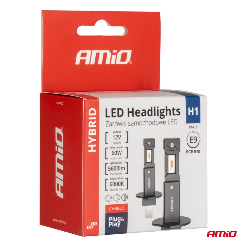 ΛΑΜΠΕΣ LED H1 12V 60W 6.000K 5.600lm +400% CAN-BUS HYBRID SERIES AMIO - 2 τεμ.