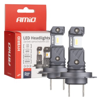 ΛΑΜΠΕΣ LED H7/H18 12V 60W 6.000K 5.600lm +400% LED CAN-BUS HYBRID SERIES AMIO - 2 ΤΕΜ.