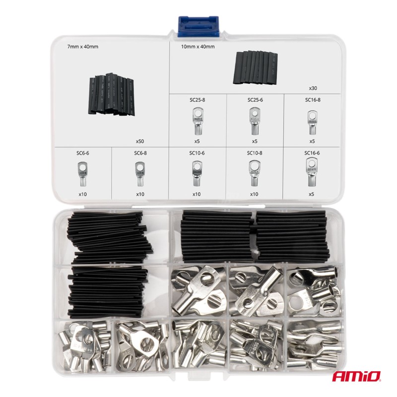 ΣΥΝΔΕΣΜΟΙ ΚΑΛΩΔΙΩΝ & ΘΕΡΜΟΣΥΣΤΕΛΛΟΜΕΝΟΙ ΣΩΛΗΝΕΣ ΣΕΤ ΔΙΑΦΟΡΑ ΜΕΓΕΘΗ AMIO - 140 τεμ.