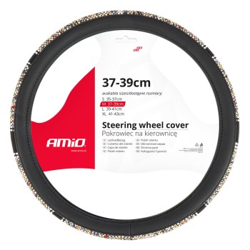 ΚΑΛΥΜΜΑ ΤΙΜΟΝΙΟΥ SWC-59 (M) 37>39cm ΜΑΥΡΟ ΜΕ ΣΧΕΔΙΟ ΠΟΛΥΧΡΩΜΗ ΨΑΘΑ AMIO - 1 ΤΕΜ.